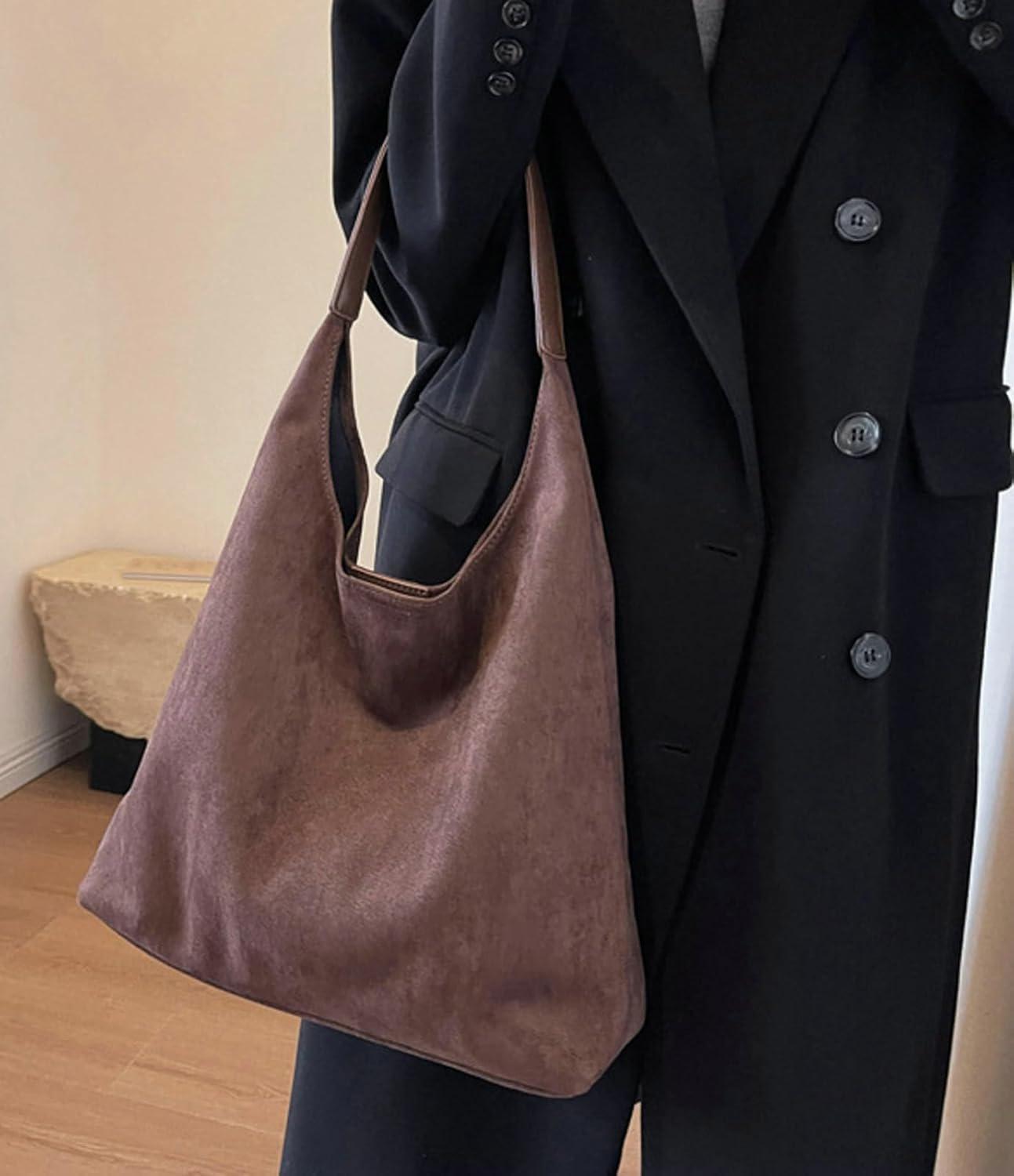 Vintage Suede Tote Bag for Women Autumn Winter 2024 Collection Retro Casual Commute Large Capacity Shoulder Bag - Image 2