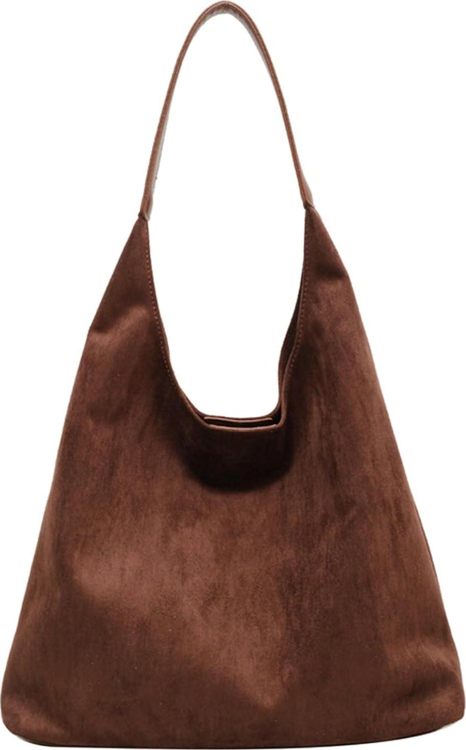 Vintage Suede Tote Bag for Women Autumn Winter 2024 Collection Retro Casual Commute Large Capacity Shoulder Bag