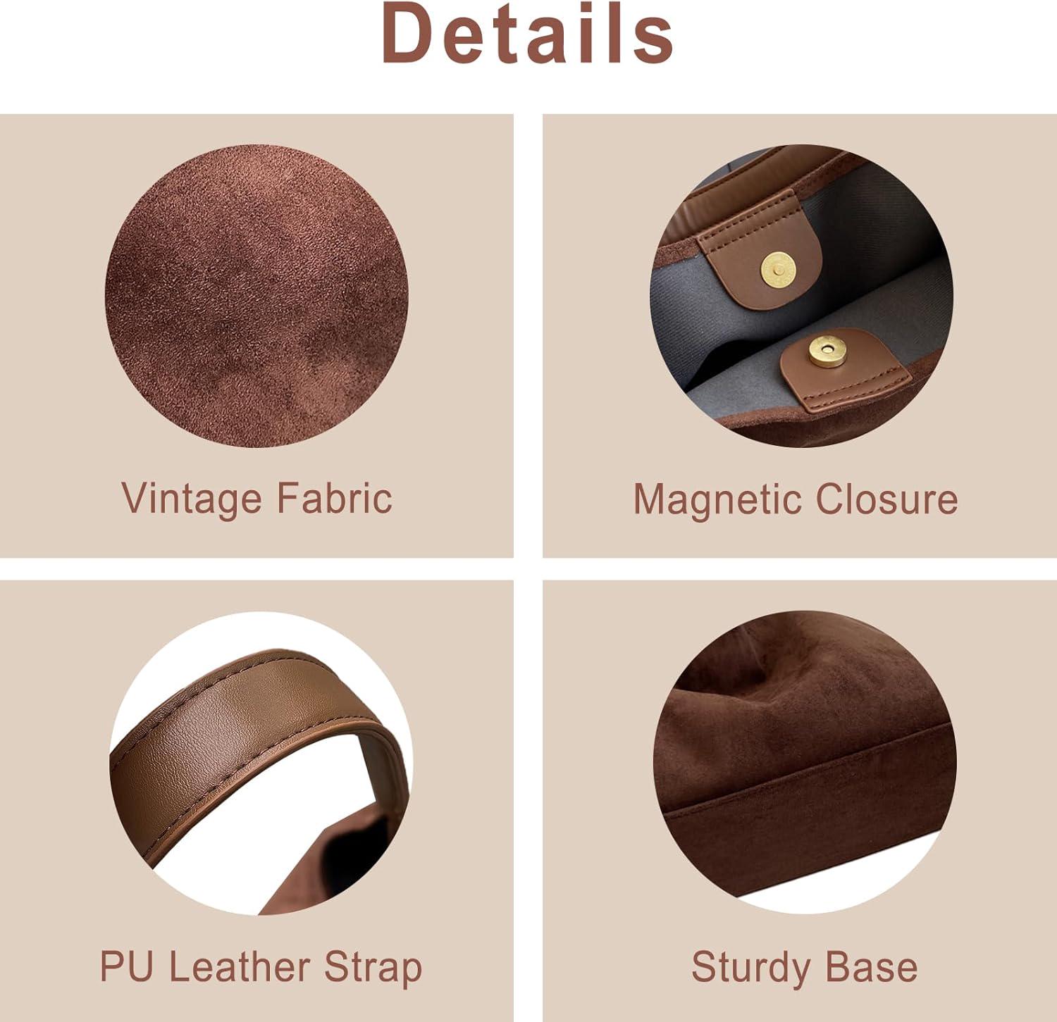 Vintage Suede Tote Bag for Women Autumn Winter 2024 Collection Retro Casual Commute Large Capacity Shoulder Bag - Image 4